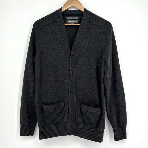 Eddie Bauer Cotton Cashmere Cardigan Sweater Men’s Size Medium in Charcoal Gray - Picture 1 of 6